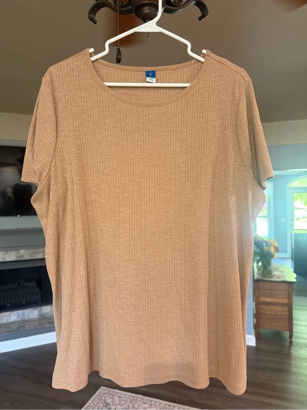 Old Navy Luxe Ribbed Short Sleeve Top - Camel Brown